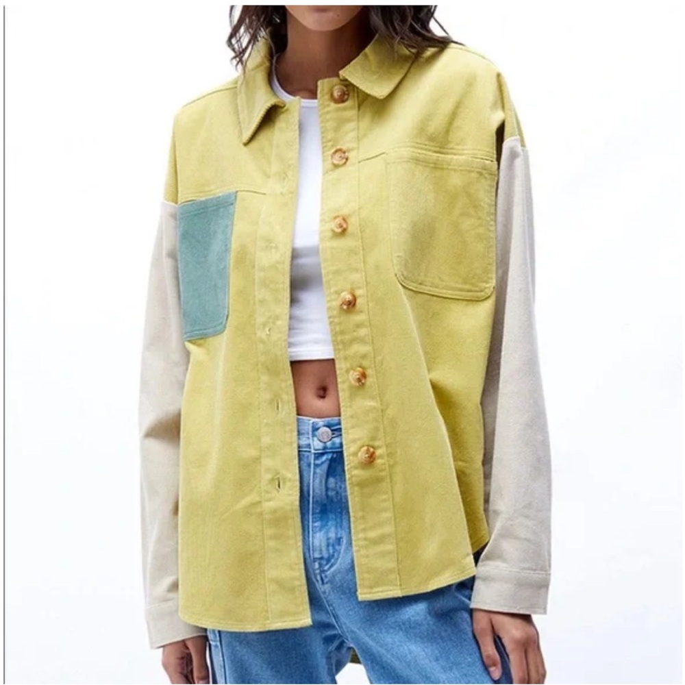 LA Hearts Green Two-Tone Corduroy Shacket from PacSun